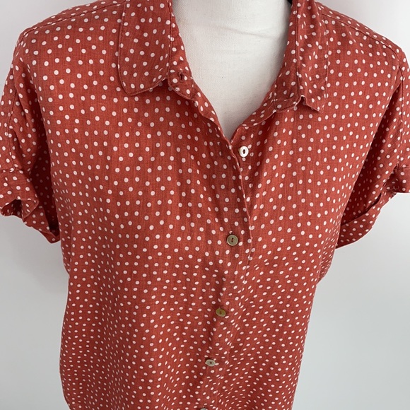 RACHEL ZOE Pure Linen Polka Dot Button Up Shirt S - Picture 3 of 8